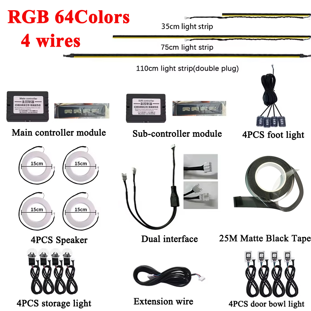 Led El Wire - Zestaw oświetlenia ambientowego LED RGB 64