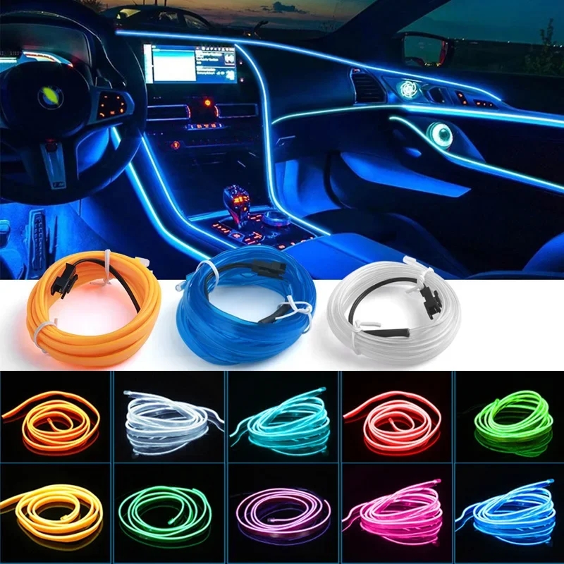 Led El Wire - 1M/3M/5M wnętrze samochodu lampa dekoracyjna Led
