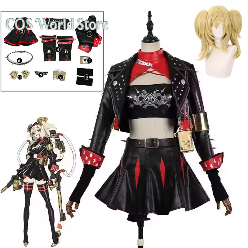 Burnice Cosplay Prop - Anime Burnice White Strój Cosplay Peruka