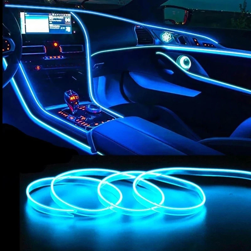 Led El Wire - Oświetlenie wnętrza samochodu, dekoracyjne lampki LED,
