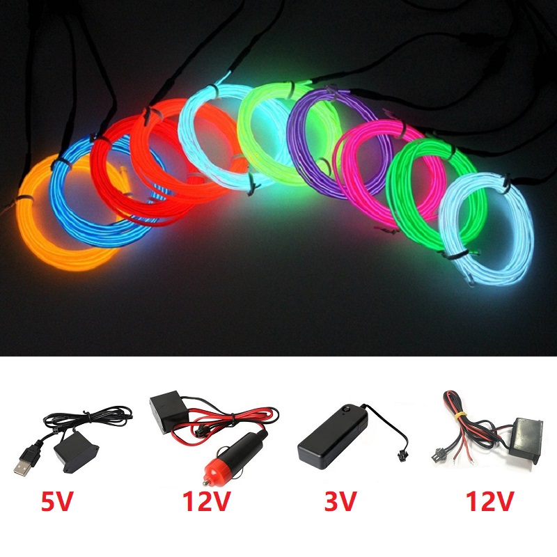Led El Wire - 10m/5m/3m/1m 3V Bateria 5V USB 12V