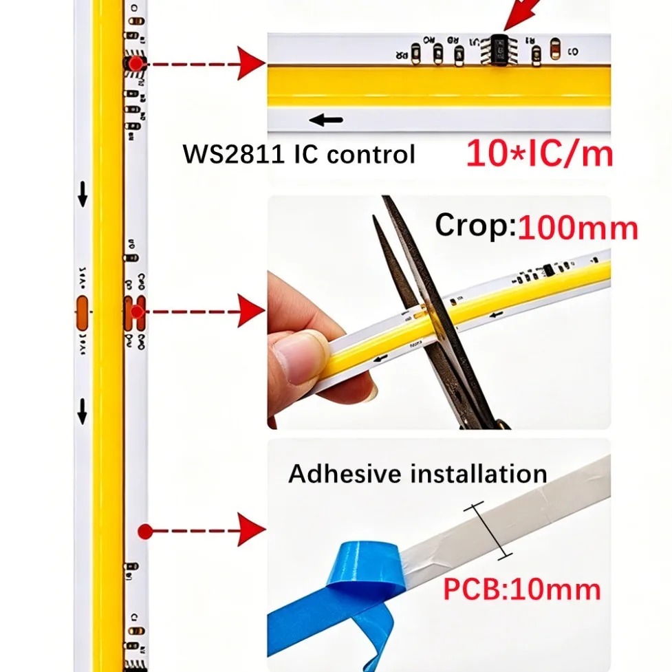 Taśma LED COB WS2811 IC DC24V  – Led El Wire recenzja i cena